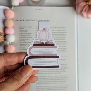 Pumpkin Bookstack Fall Magnetic Bookmark